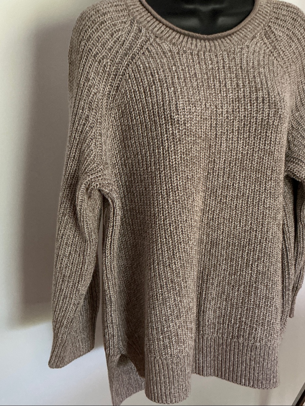 Ellen Tracy Marled Crewneck Sweater, Oatmeal Marl, Size Large - Picture 5 of 16